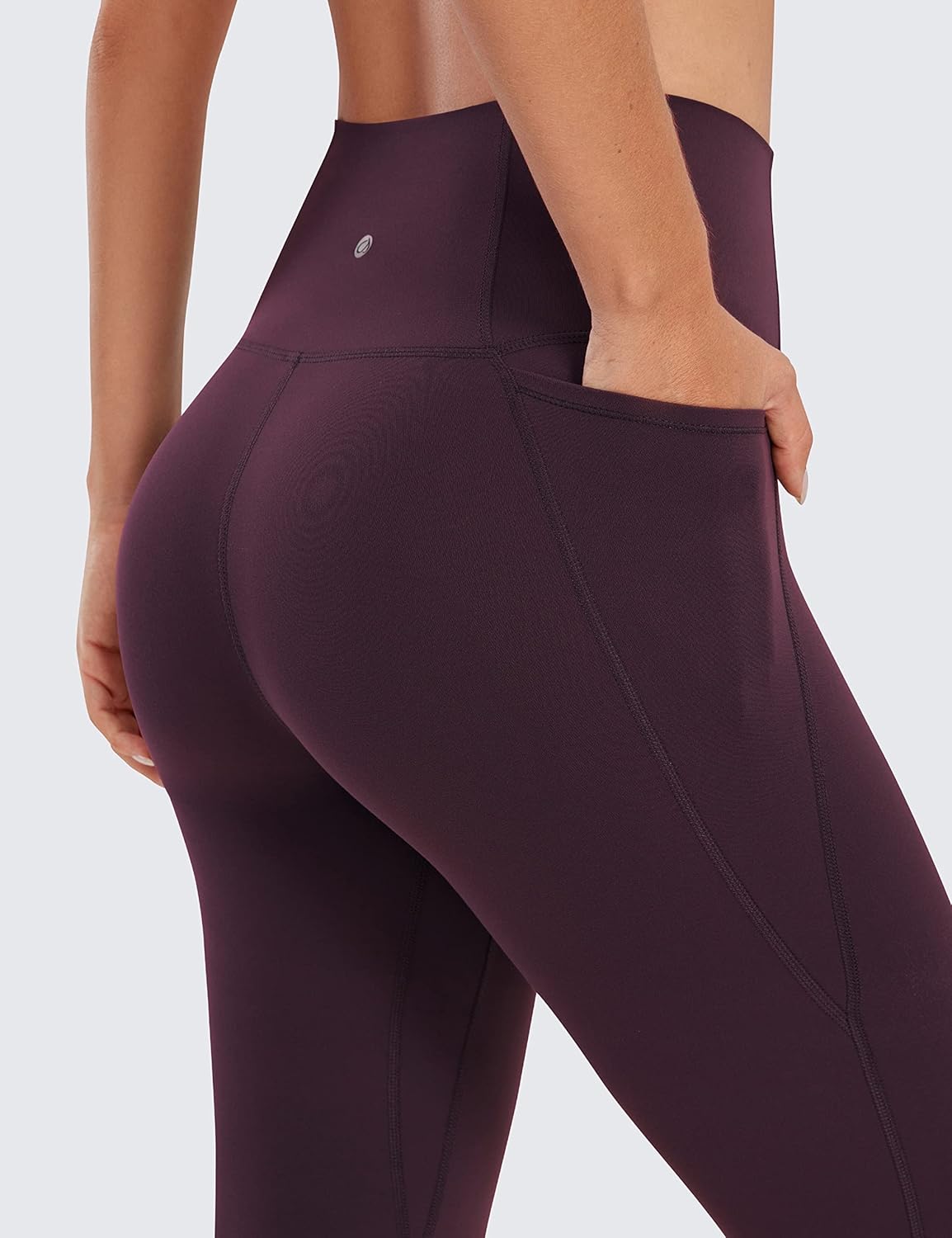 CRZ YOGA Womens Butterluxe Workout Leggings 28 Inches  High Waisted Gym Yoga Pants with Pockets Running Buttery SoftDeep Purple