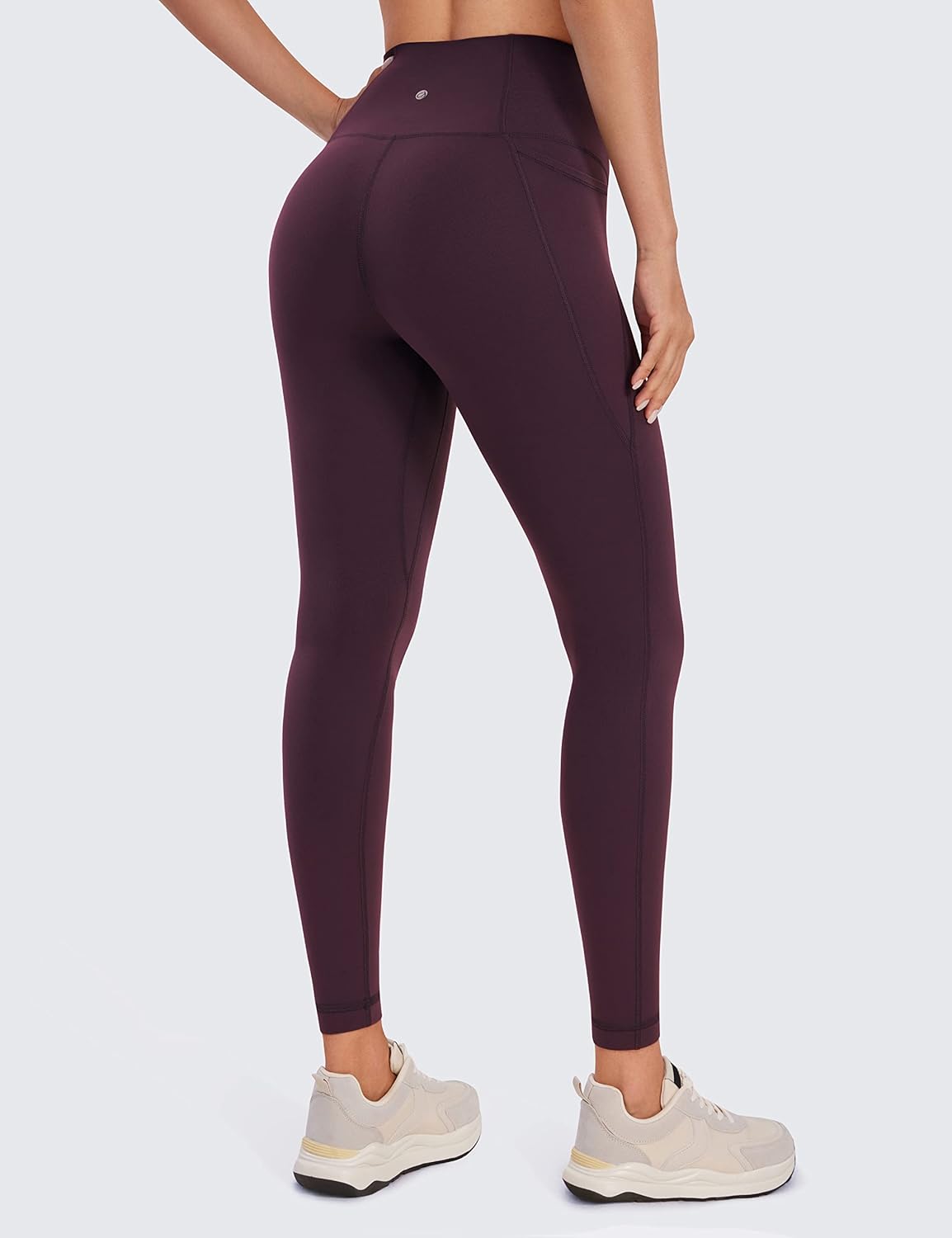 CRZ YOGA Womens Butterluxe Workout Leggings 28 Inches  High Waisted Gym Yoga Pants with Pockets Running Buttery SoftDeep Purple