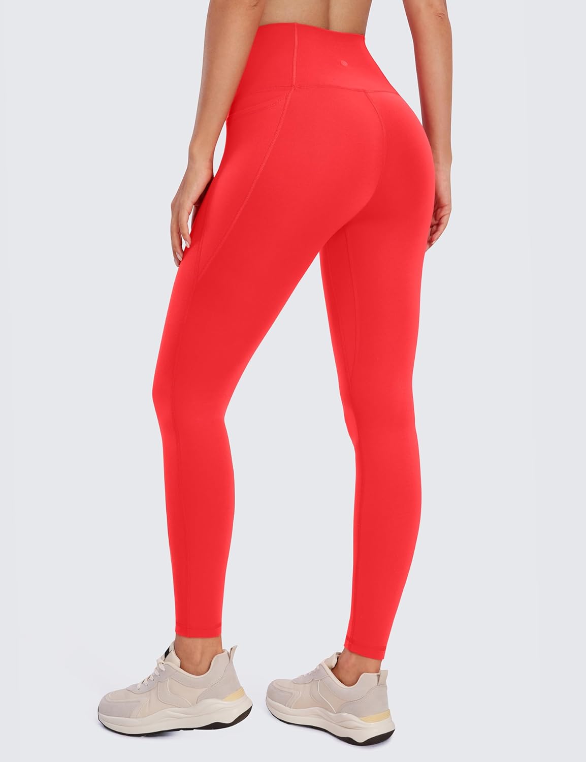 CRZ YOGA Womens Butterluxe Workout Leggings 28 Inches  High Waisted Gym Yoga Pants with Pockets Running Buttery SoftDeep Red