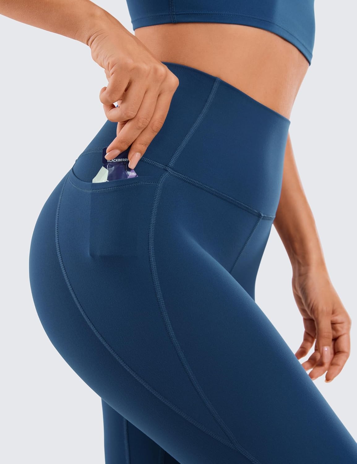 CRZ YOGA Womens Butterluxe Workout Leggings 28 Inches  High Waisted Gym Yoga Pants with Pockets Running Buttery SoftFrench Navy