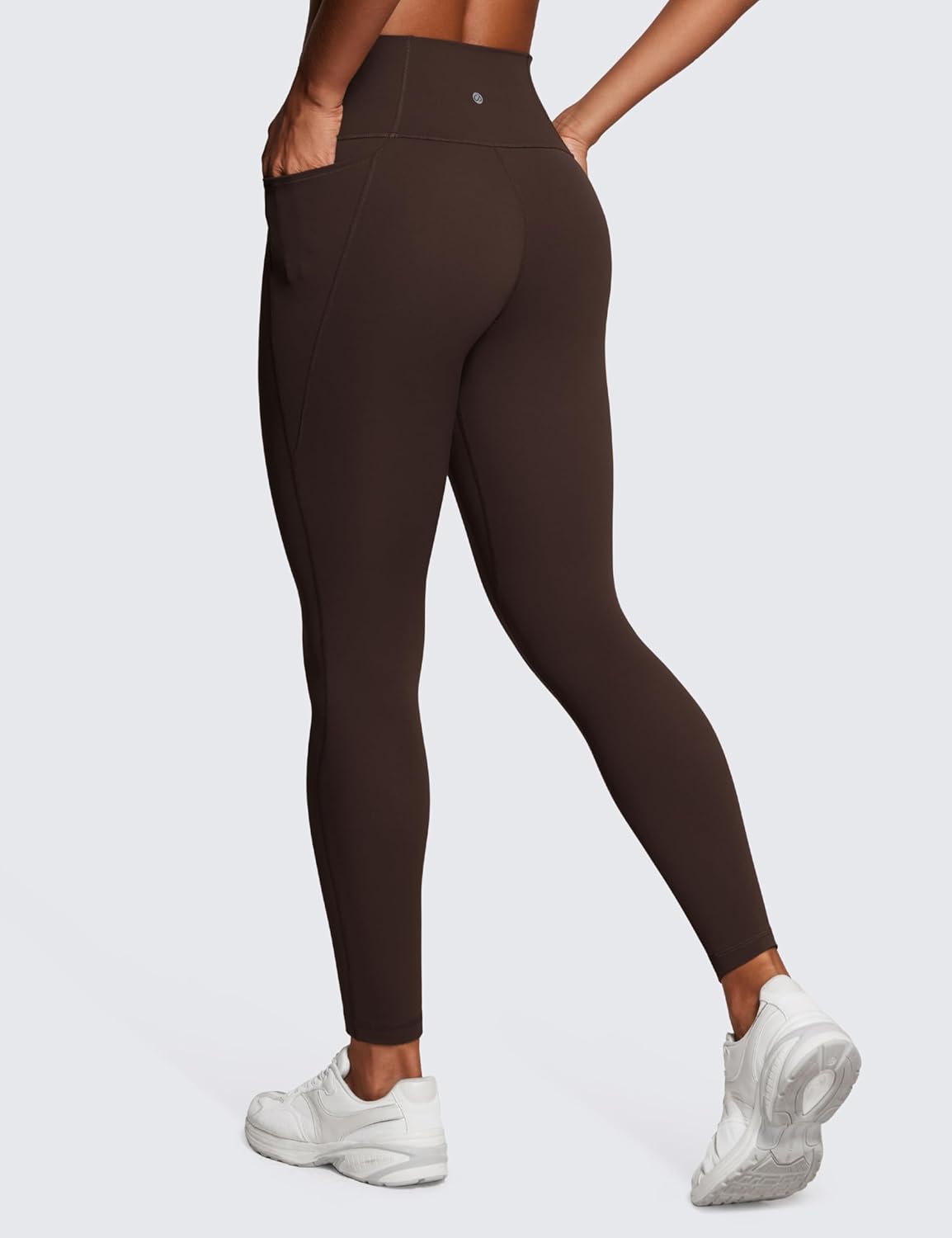 CRZ YOGA Womens Butterluxe Workout Leggings 28 Inches  High Waisted Gym Yoga Pants with Pockets Running Buttery SoftHot Fudge Brown