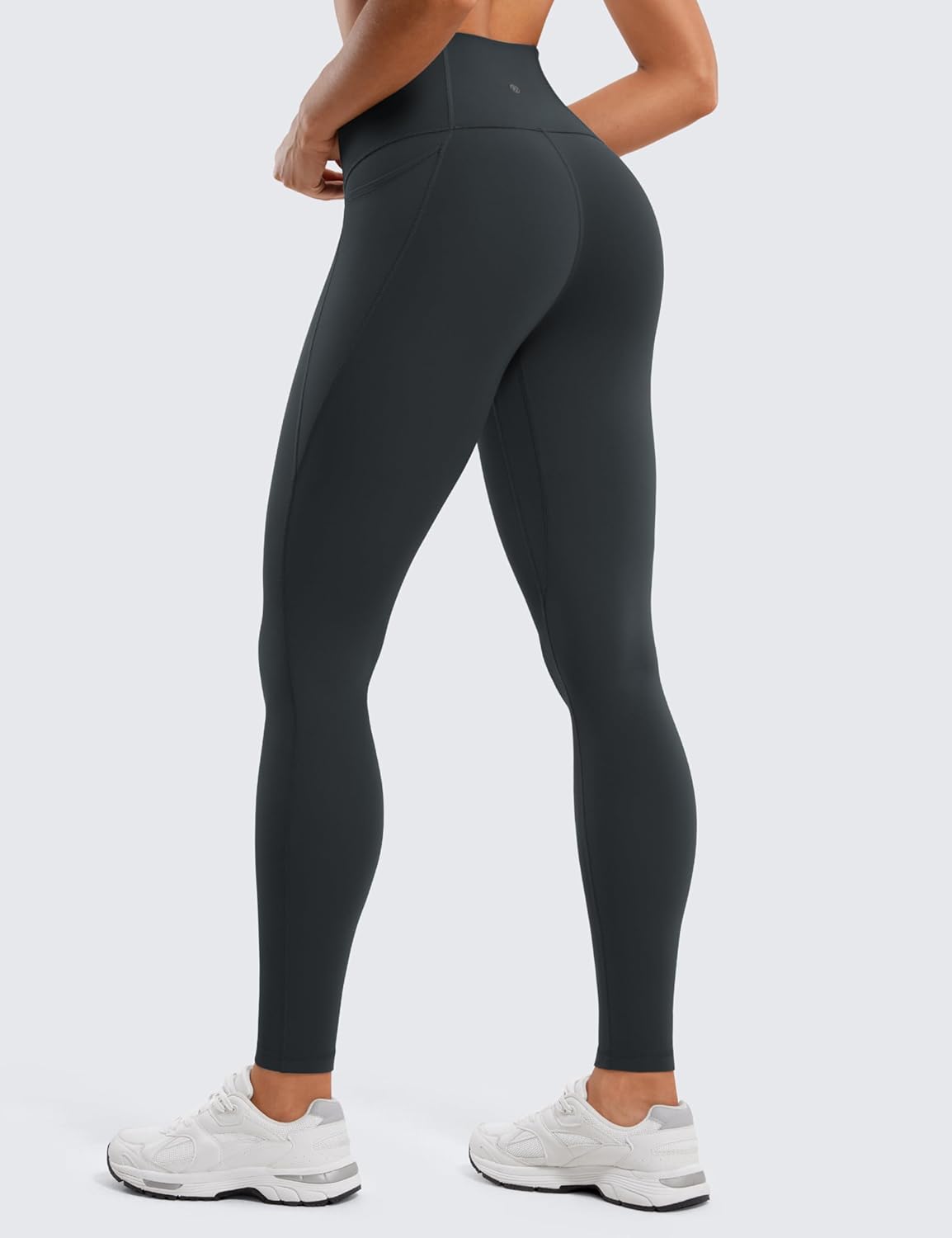 CRZ YOGA Womens Butterluxe Workout Leggings 28 Inches  High Waisted Gym Yoga Pants with Pockets Running Buttery SoftMelanite