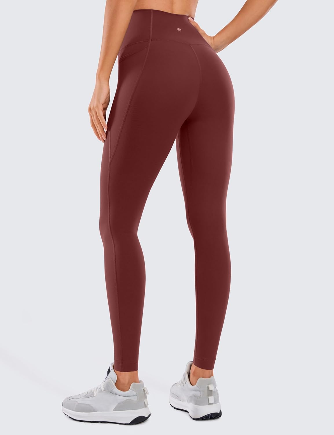 CRZ YOGA Womens Butterluxe Workout Leggings 28 Inches  High Waisted Gym Yoga Pants with Pockets Running Buttery SoftNoctilucence Red