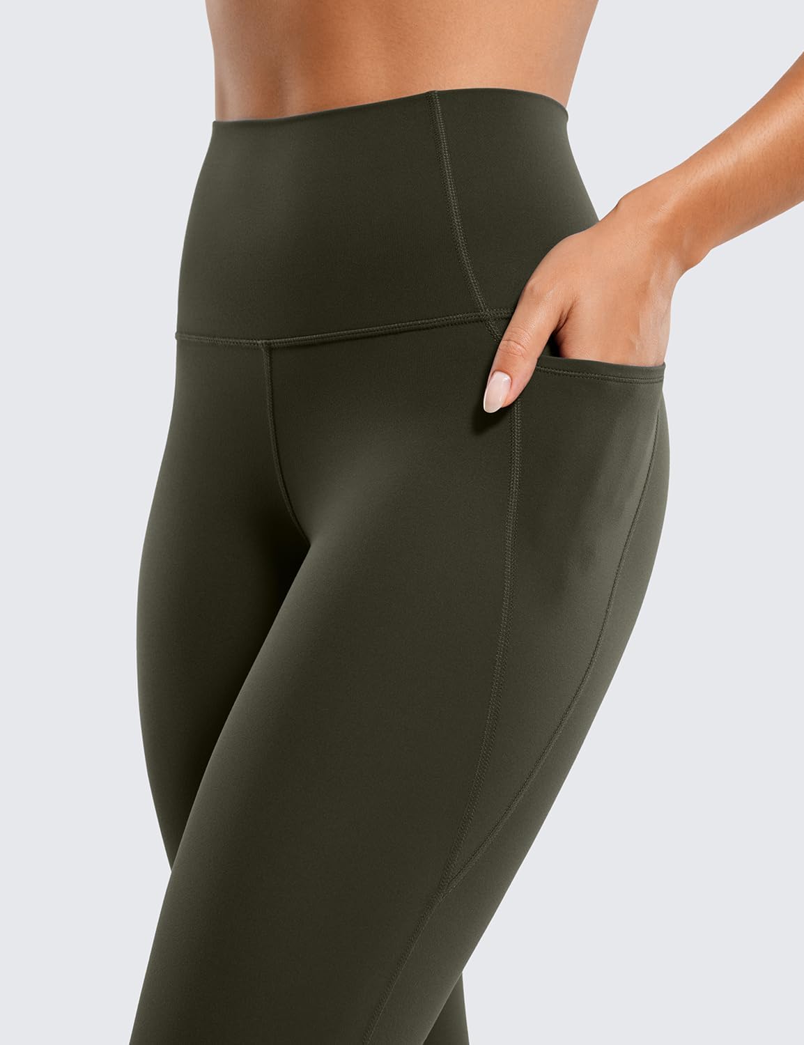 CRZ YOGA Womens Butterluxe Workout Leggings 28 Inches  High Waisted Gym Yoga Pants with Pockets Running Buttery SoftOlive Green