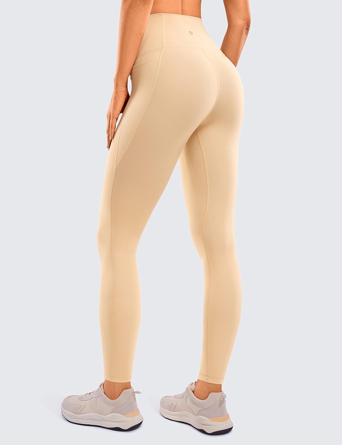 CRZ YOGA Womens Butterluxe Workout Leggings 28 Inches  High Waisted Gym Yoga Pants with Pockets Running Buttery SoftTan Milkshake