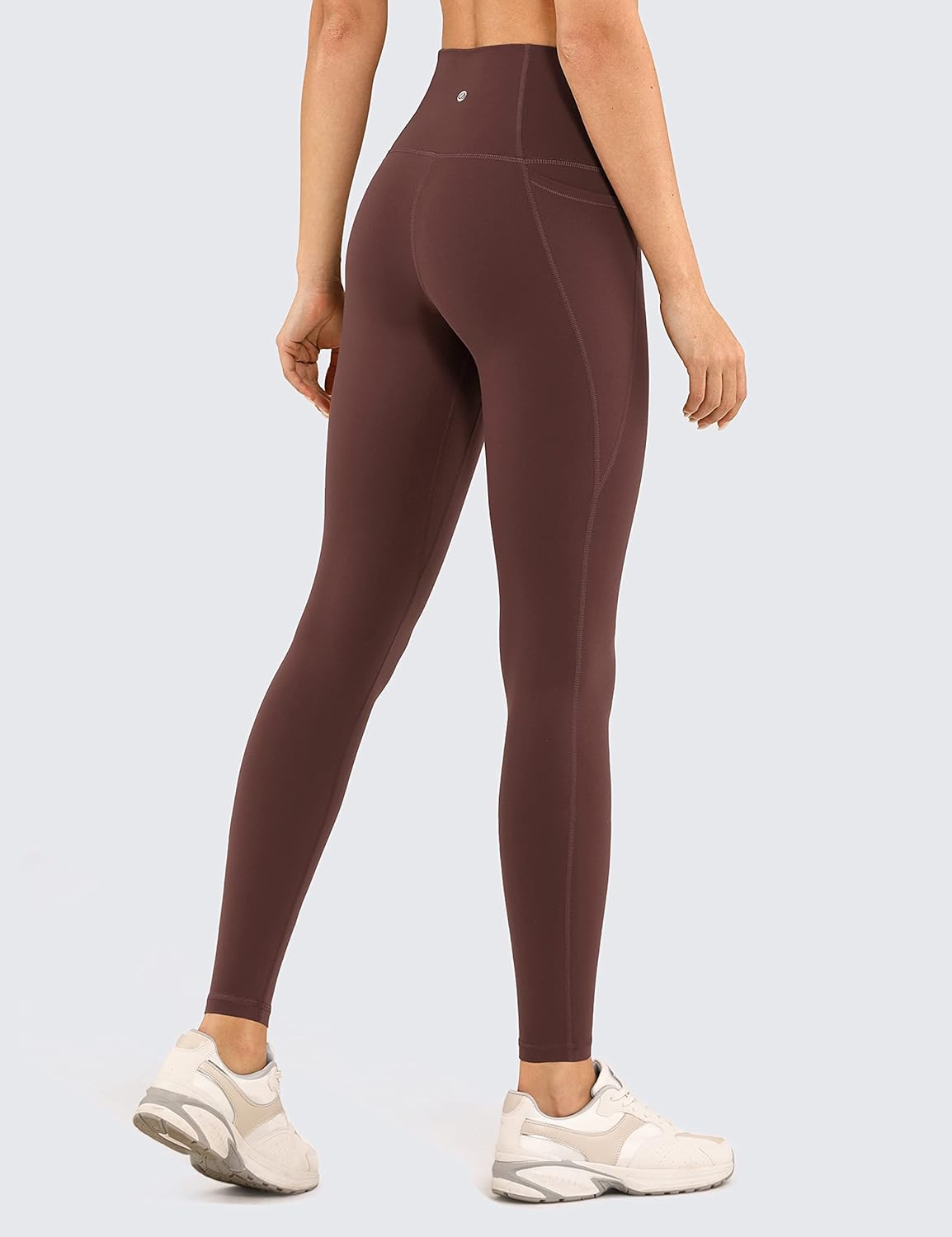 CRZ YOGA Womens Butterluxe Workout Leggings 28 Inches  High Waisted Gym Yoga Pants with Pockets Running Buttery SoftTaupe
