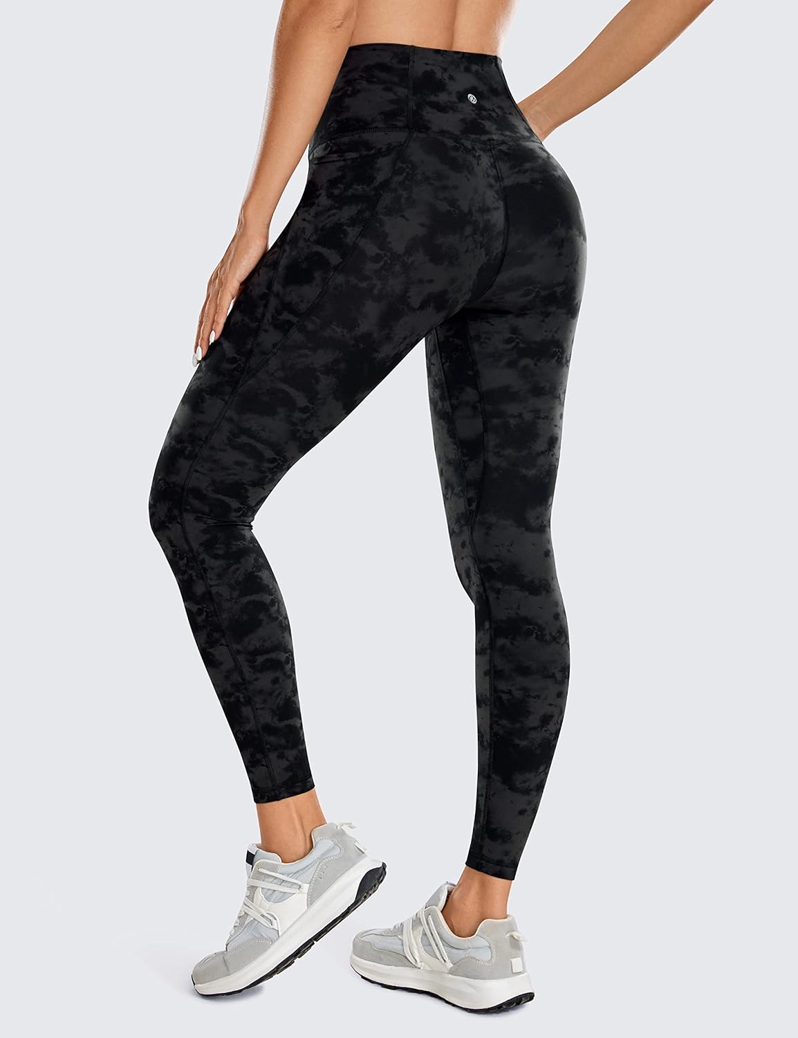 CRZ YOGA Womens Butterluxe Workout Leggings 28 Inches  High Waisted Gym Yoga Pants with Pockets Running Buttery SoftTie Dye Smoke Ink