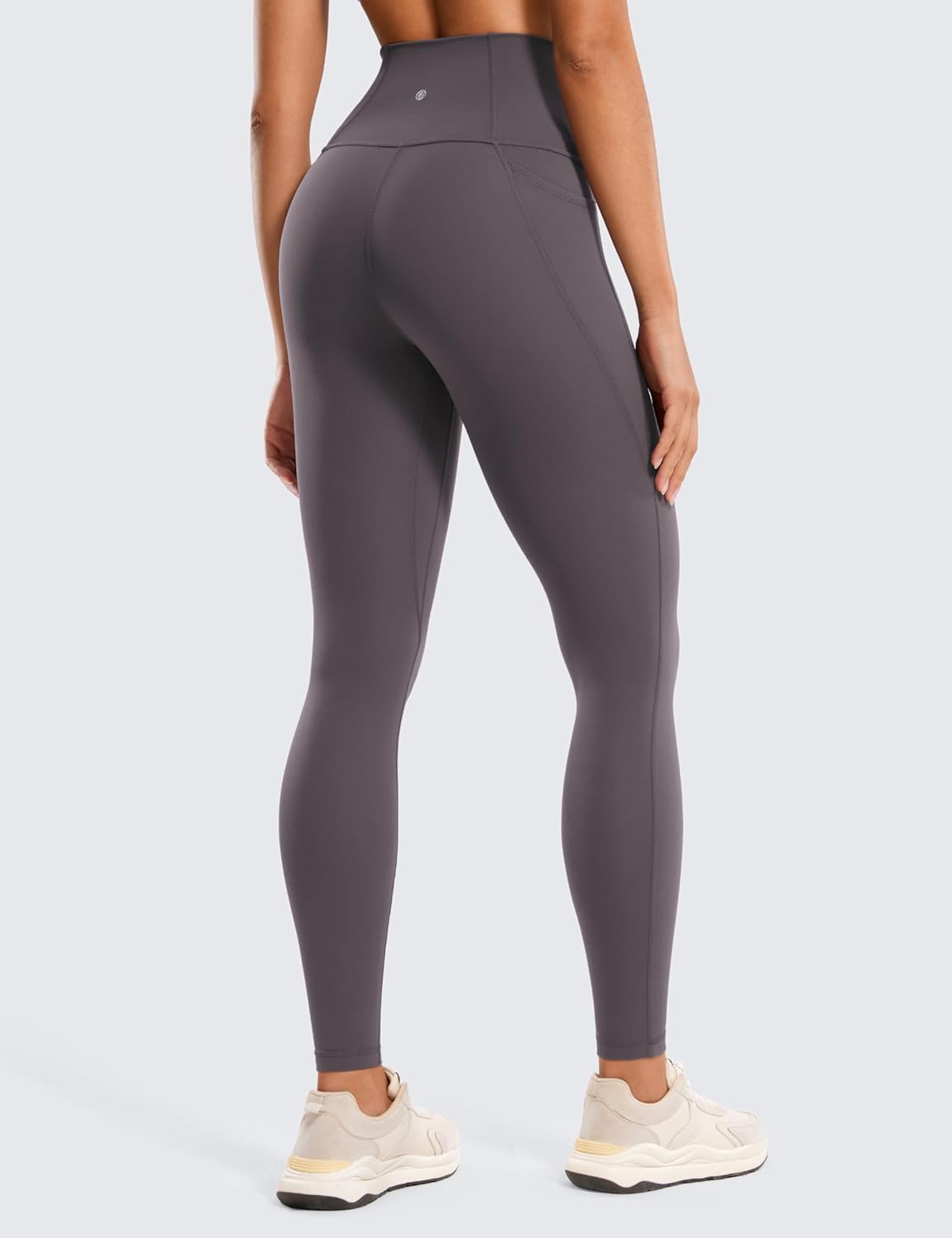 CRZ YOGA Womens Butterluxe Workout Leggings 28 Inches  High Waisted Gym Yoga Pants with Pockets Running Buttery SoftTornado Grey