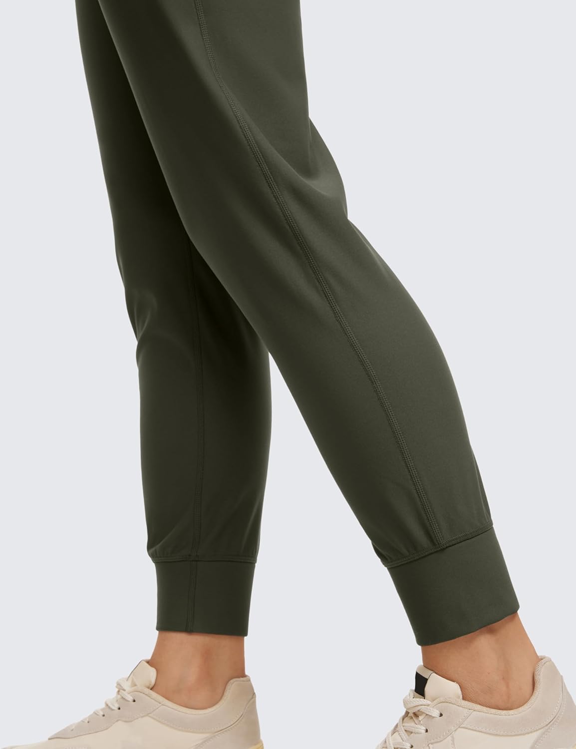 CRZ YOGA Womens Fleece Lined Workout Joggers with Pockets 275quot  Hiking Running Outdoor Pants Water Resistant Winter WarmOlive Green