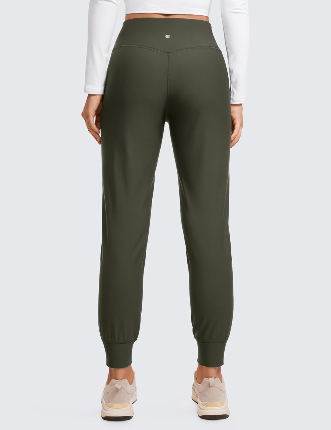 CRZ YOGA Womens Fleece Lined Workout Joggers with Pockets 275quot  Hiking Running Outdoor Pants Water Resistant Winter WarmOlive Green