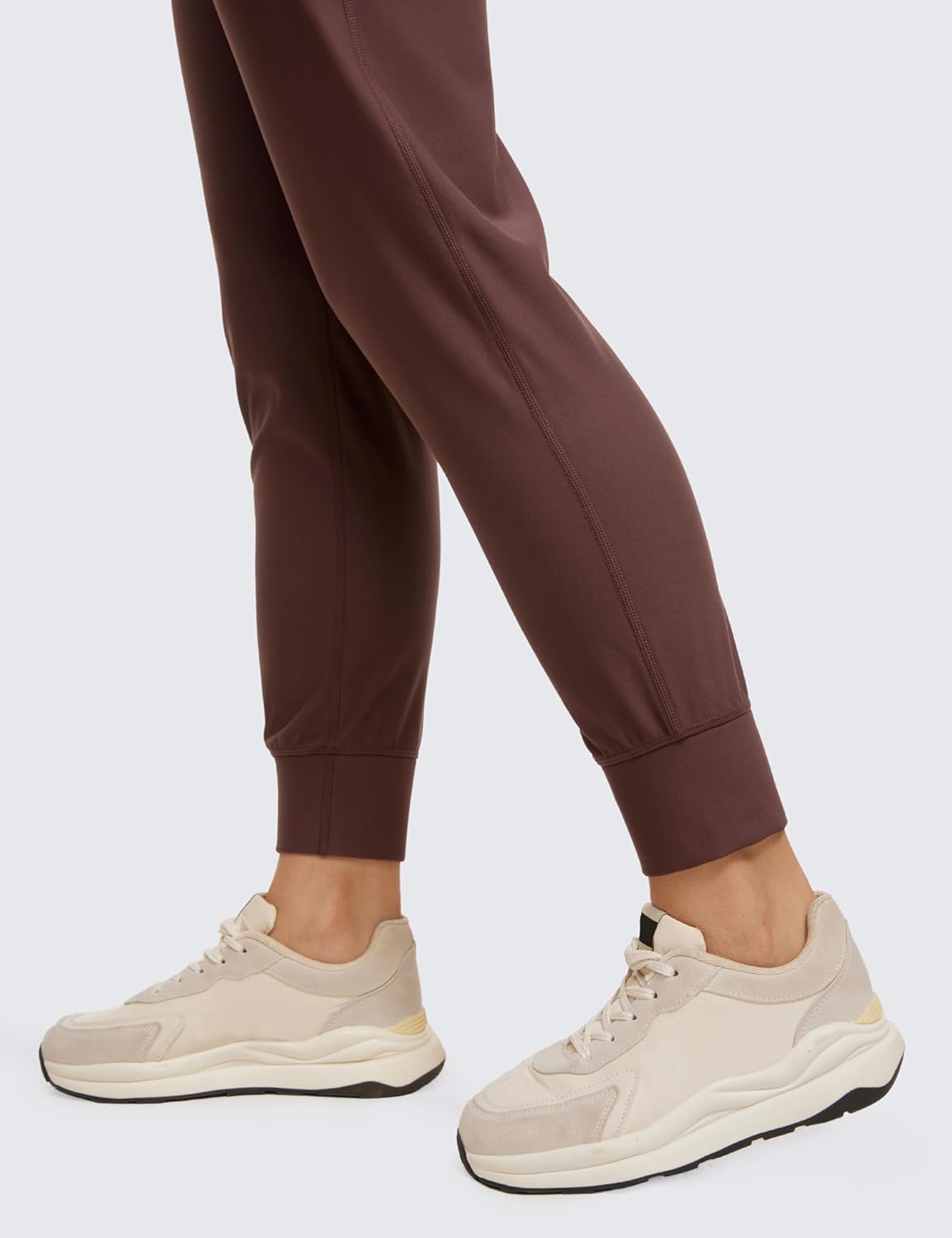 CRZ YOGA Womens Fleece Lined Workout Joggers with Pockets 275quot  Hiking Running Outdoor Pants Water Resistant Winter WarmTaupe