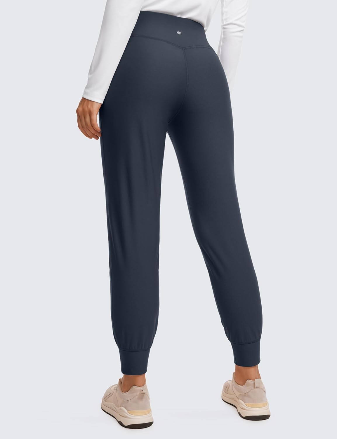 CRZ YOGA Womens Fleece Lined Workout Joggers with Pockets 275quot  Hiking Running Outdoor Pants Water Resistant Winter WarmTrue Navy