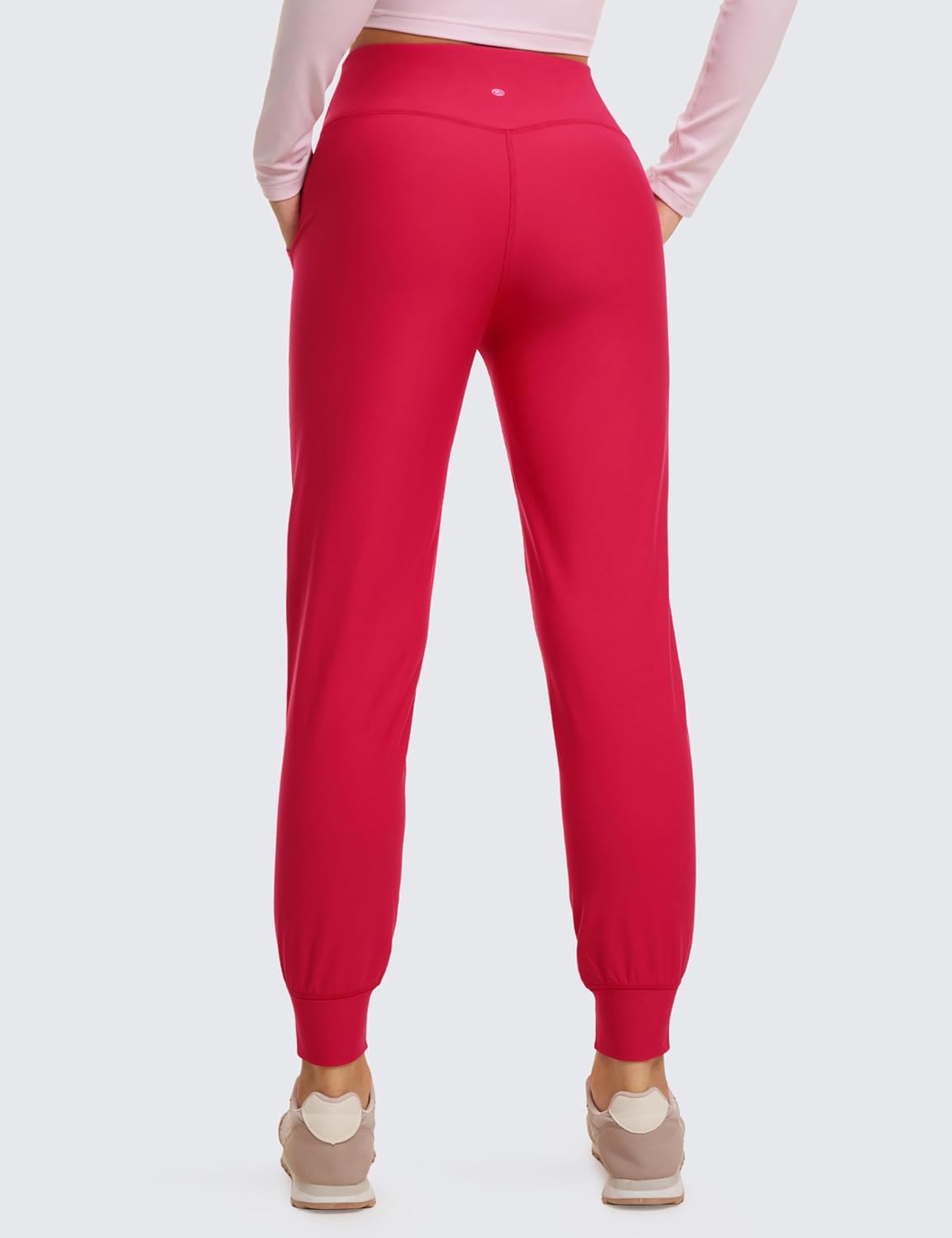 CRZ YOGA Womens Fleece Lined Workout Joggers with Pockets 275quot  Hiking Running Outdoor Pants Water Resistant Winter WarmViva Magenta