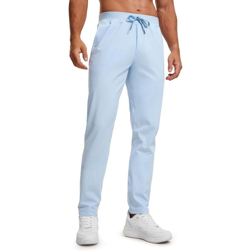 CRZ YOGA 4Way Stretch Athletic Pants for Men 30quot Workout Lounge Casual Work Jogger Pants with Zip PocketChambray Blue