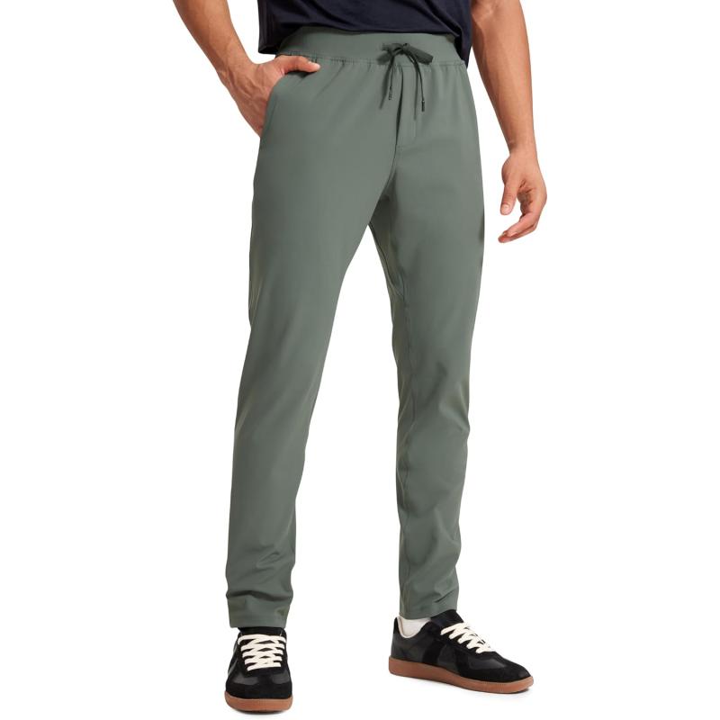 CRZ YOGA 4Way Stretch Athletic Pants for Men 30quot Workout Lounge Casual Work Jogger Pants with Zip PocketGrey Sage