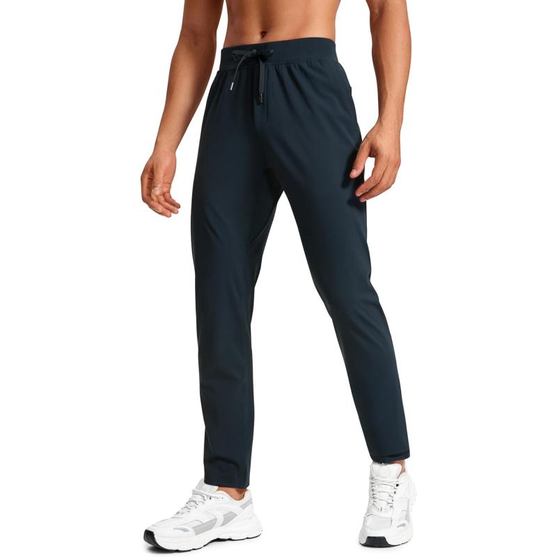 CRZ YOGA 4Way Stretch Athletic Pants for Men 30quot Workout Lounge Casual Work Jogger Pants with Zip PocketTrue Navy