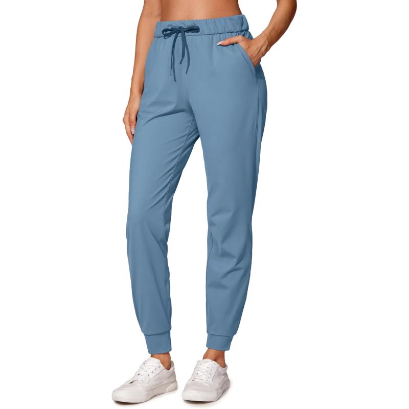CRZ YOGA 4Way Stretch Workout Joggers for Women 28quot  Casual Travel Pants Lounge Athletic Joggers with PocketsUniverse Blue