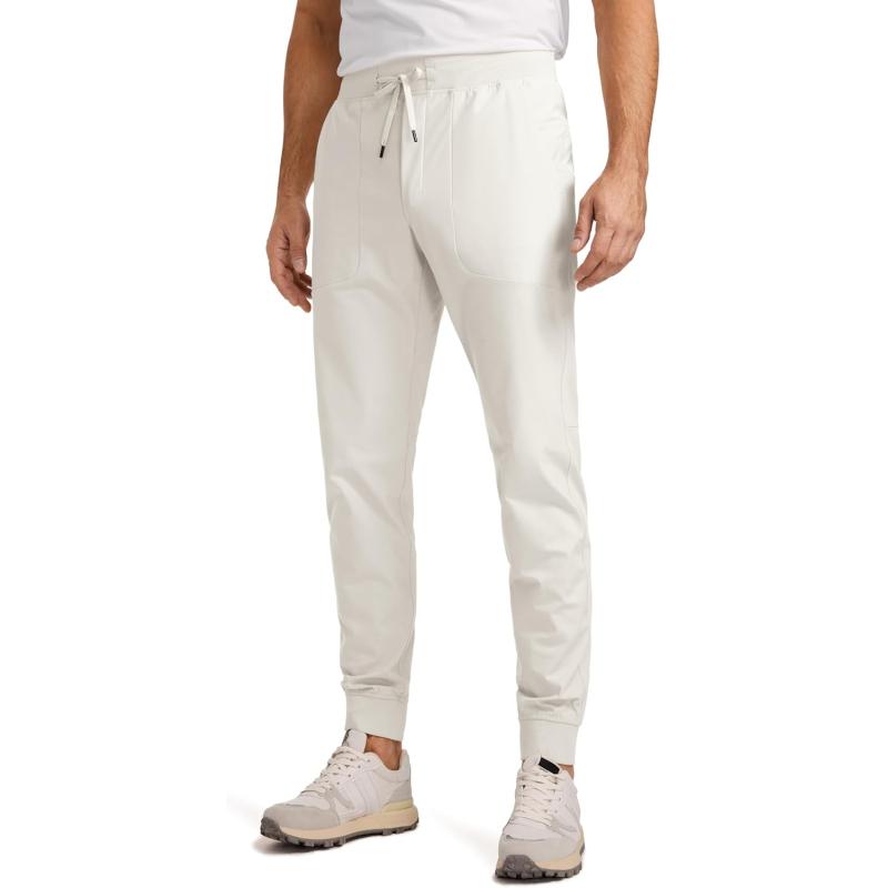 CRZ YOGA All Day Comfy Golf Joggers Pants for Men 30 Quick Dry Lightweight Stretch Work Casual Joggers with PocketsMilky White