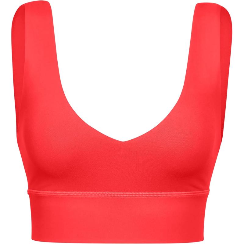 CRZ YOGA Butterluxe Womens VNeck Longline Sports Bra  U Back Wireless Yoga Bra Low Impact Padded Crop TopDeep Red