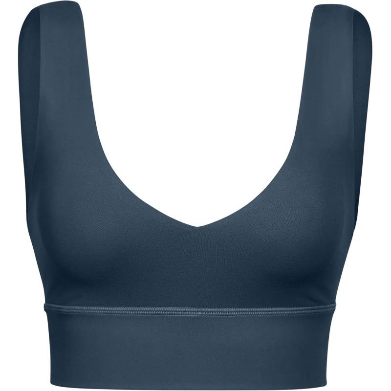 CRZ YOGA Butterluxe Womens VNeck Longline Sports Bra  U Back Wireless Yoga Bra Low Impact Padded Crop TopStelindigo