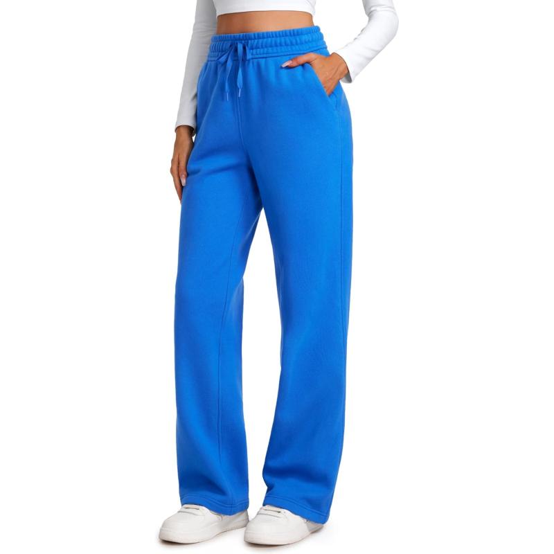 CRZ YOGA Cotton Fleece Lined Sweatpants Women 30quot Straight Leg Casual Lounge Sweat Pants for WomenSparkle Blue