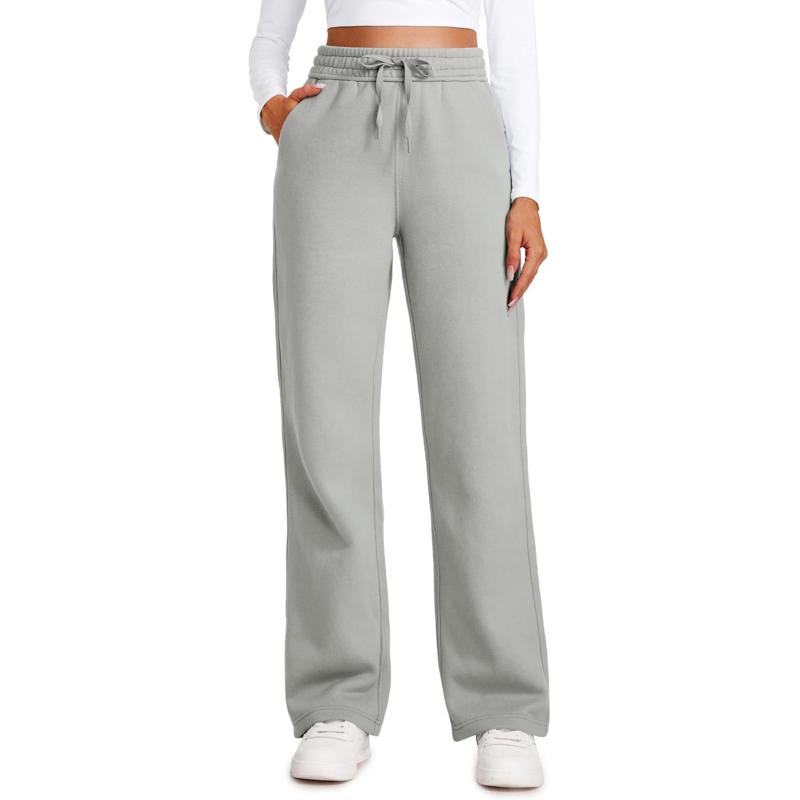 CRZ YOGA Cotton Fleece Lined Sweatpants Women 30quot Straight Leg Casual Lounge Sweat Pants for WomenSterling