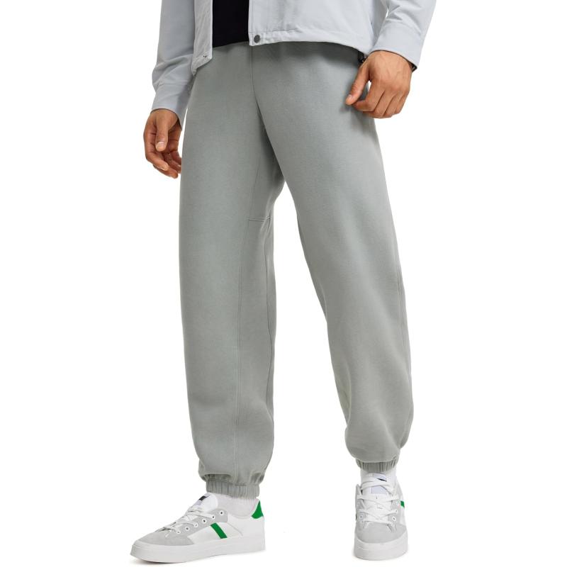 CRZ YOGA Cotton Fleece Sweatpants for Men 32quot Loosed Fit Lounge Casual Elastic Bottom Sweat Pants with Zipper PocketsSterling