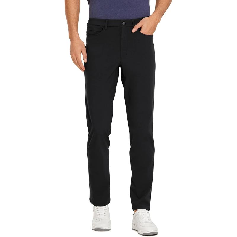 CRZ YOGA Mens All Day Comfy Golf Pants with 5Pocket  30quot32quot34 Quick Dry Lightweight Casual Work Stretch PantsBlack