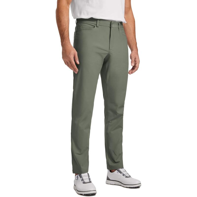 CRZ YOGA Mens All Day Comfy Golf Pants with 5Pocket  30quot32quot34 Quick Dry Lightweight Casual Work Stretch PantsLight Army Green