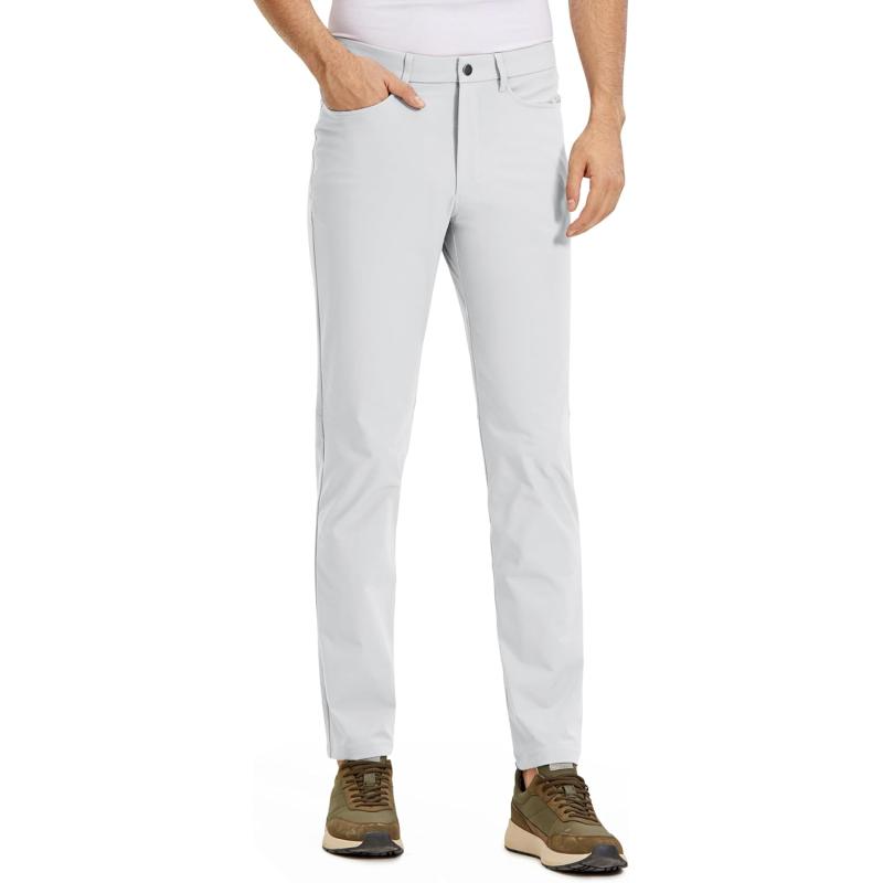 CRZ YOGA Mens All Day Comfy Golf Pants with 5Pocket  30quot32quot34 Quick Dry Lightweight Casual Work Stretch PantsPlatinum Grey