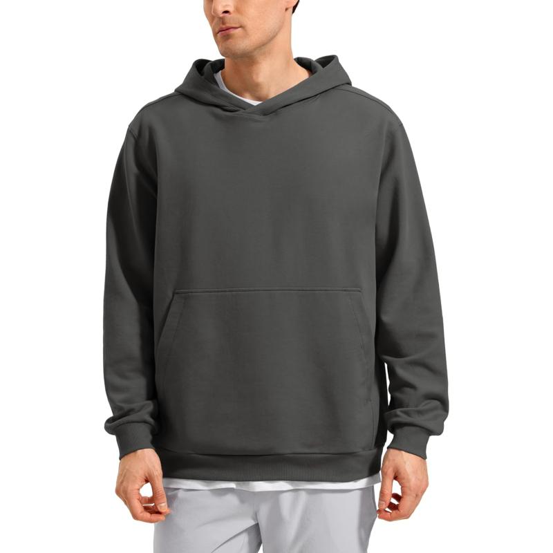 CRZ YOGA Mens Fleece Hoodies Basic Casual Hooded Sweatshirts Long Sleeve Pullover Workout Hoodie Tops with PocketAnthracite