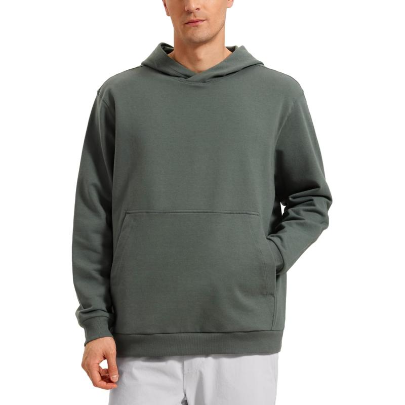 CRZ YOGA Mens Fleece Hoodies Basic Casual Hooded Sweatshirts Long Sleeve Pullover Workout Hoodie Tops with PocketGrey Sage