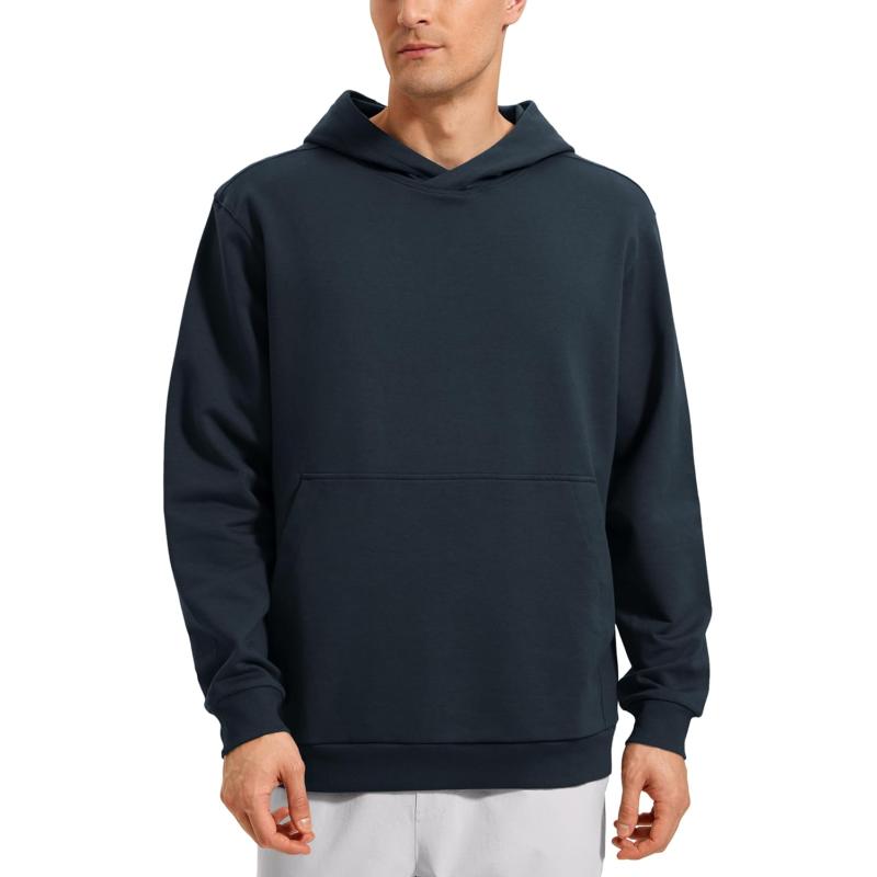 CRZ YOGA Mens Fleece Hoodies Basic Casual Hooded Sweatshirts Long Sleeve Pullover Workout Hoodie Tops with PocketTrue Navy