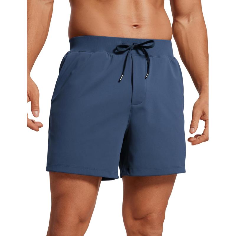 CRZ YOGA Mens FourWay Stretch Workout Shorts  5quot Soft Durable Casual Athletic Shorts with Pocket Gym Running HikingElectric Blue