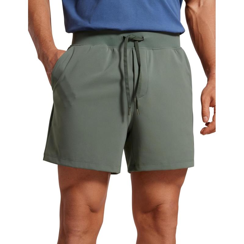 CRZ YOGA Mens FourWay Stretch Workout Shorts  5quot Soft Durable Casual Athletic Shorts with Pocket Gym Running HikingGrey Sage
