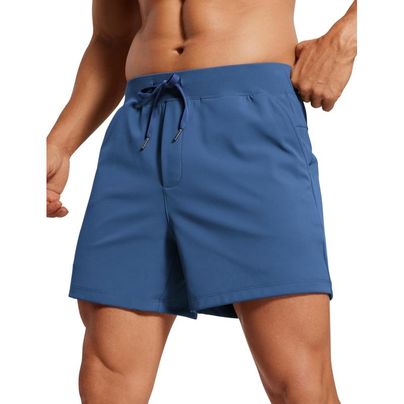 CRZ YOGA Mens FourWay Stretch Workout Shorts  5quot Soft Durable Casual Athletic Shorts with Pocket Gym Running HikingPitch Blue