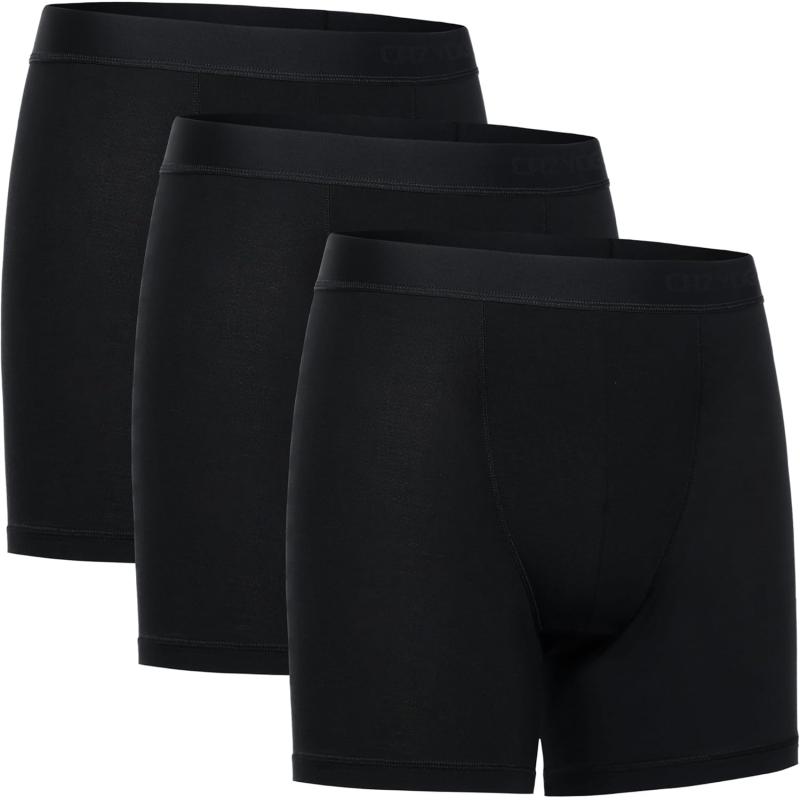 CRZ YOGA Mens UltraSoft Modal Double Lined 5quot Boxer Briefs Moisture Wicking Breathable Underwear 3PackBlack 3pack