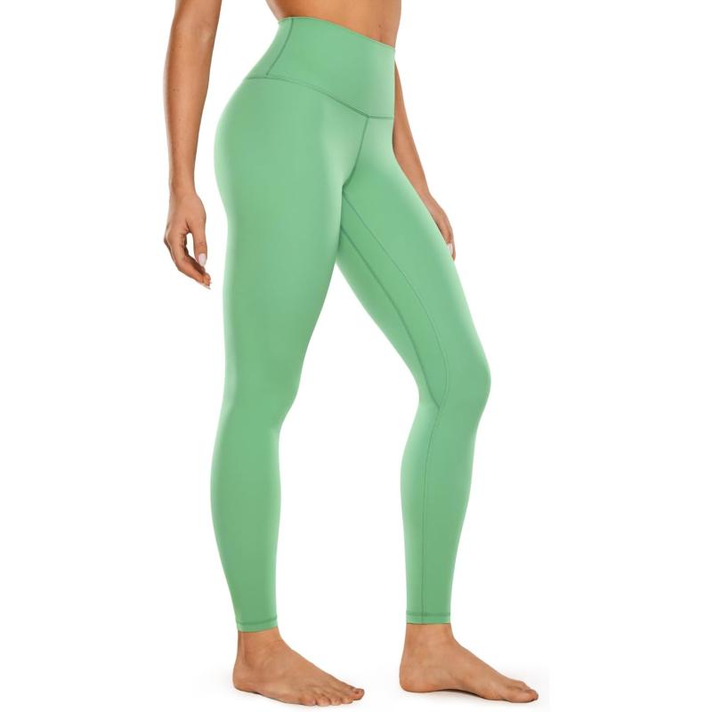 CRZ YOGA Womens Brushed Naked Feeling Workout Leggings 28quot High Waisted Gym Compression Tummy Control Yoga PantsBasil Green