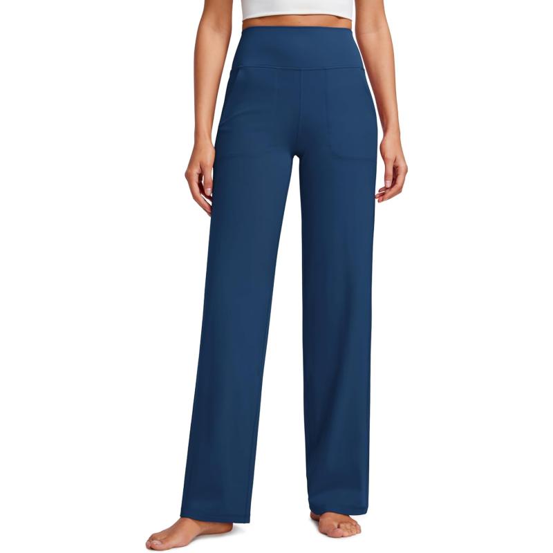 CRZ YOGA Womens Butterluxe High Waist Wide Leg Pants with Pockets 31quot  Buttery Soft Comfy Casual Yoga Lounge PantsFrench Navy