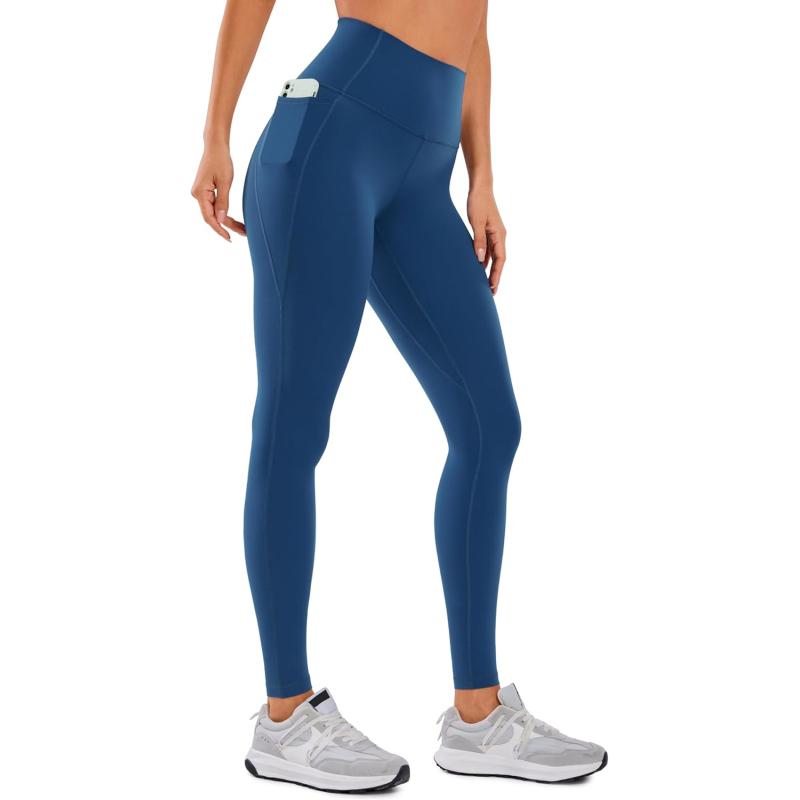 CRZ YOGA Womens Butterluxe Workout Leggings 28 Inches  High Waisted Gym Yoga Pants with Pockets Running Buttery SoftFrench Navy