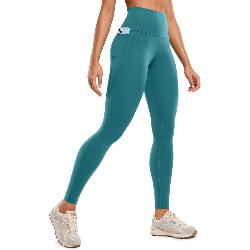CRZ YOGA Womens Butterluxe Workout Leggings 28 Inches  High Waisted Gym Yoga Pants with Pockets Running Buttery SoftGreen Jade