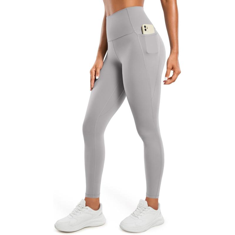 CRZ YOGA Womens Butterluxe Workout Leggings 28 Inches  High Waisted Gym Yoga Pants with Pockets Running Buttery SoftGull Gray