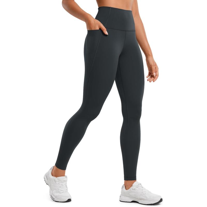 CRZ YOGA Womens Butterluxe Workout Leggings 28 Inches  High Waisted Gym Yoga Pants with Pockets Running Buttery SoftMelanite