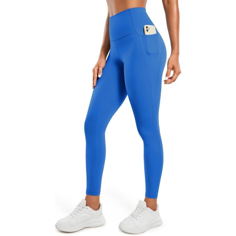 CRZ YOGA Womens Butterluxe Workout Leggings 28 Inches  High Waisted Gym Yoga Pants with Pockets Running Buttery SoftSparkle Blue