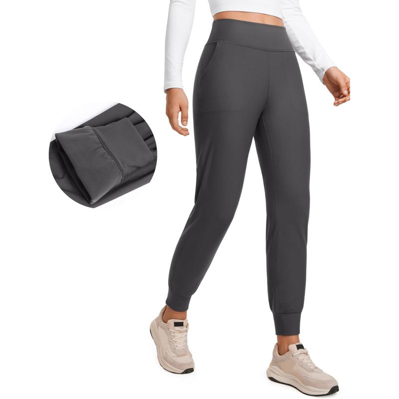 CRZ YOGA Womens Fleece Lined Workout Joggers with Pockets 275quot  Hiking Running Outdoor Pants Water Resistant Winter WarmInk Gray