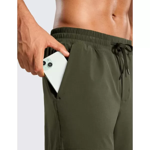 CRZ YOGA 2 in 1 Mens Athletic Shorts 5 with Liner Quick Dry Lightweight Running Sports Gym Shorts with PocketsDark Olive