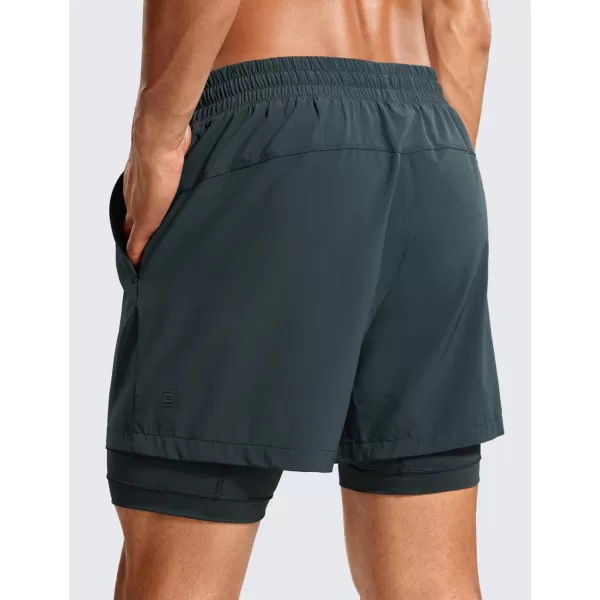 CRZ YOGA 2 in 1 Mens Athletic Shorts 5 with Liner Quick Dry Lightweight Running Sports Gym Shorts with PocketsMelanite