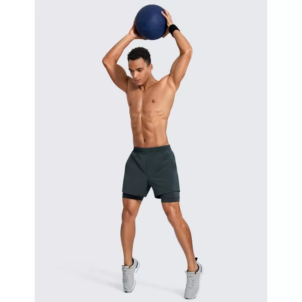 CRZ YOGA 2 in 1 Mens Athletic Shorts 5 with Liner Quick Dry Lightweight Running Sports Gym Shorts with PocketsMelanite