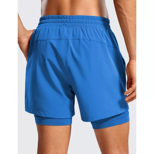 CRZ YOGA 2 in 1 Mens Athletic Shorts 5 with Liner Quick Dry Lightweight Running Sports Gym Shorts with PocketsSparkle Blue