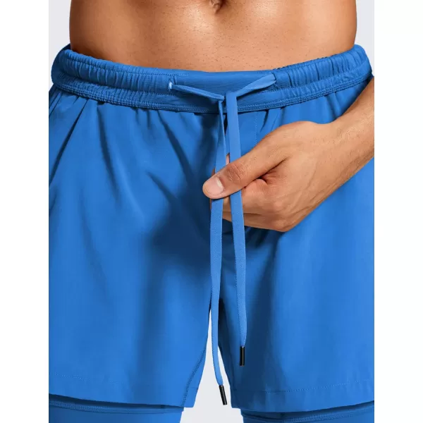 CRZ YOGA 2 in 1 Mens Athletic Shorts 5 with Liner Quick Dry Lightweight Running Sports Gym Shorts with PocketsSparkle Blue